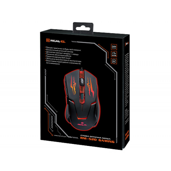 Фото - Миша дротова REAL-EL RM-520 Gaming Black