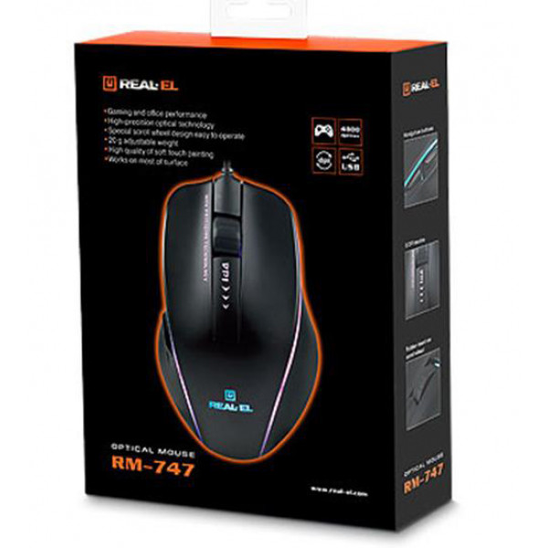 Фото - Мышь проводная игровая REAL-EL RM-747 Black USB