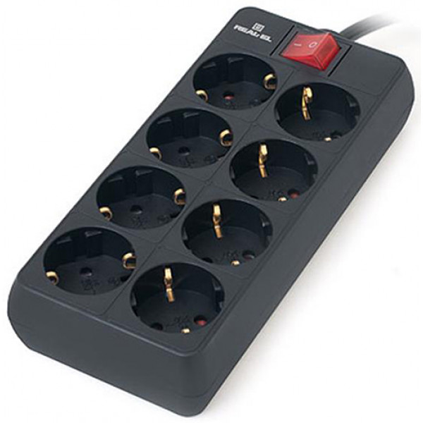 Фото - Сетевой фильтр REAL-EL RS-8 Protect 1.8m Black