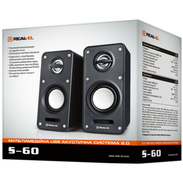 Фото - Компьютерная акустика компактная 2.0 REAL-EL S-60