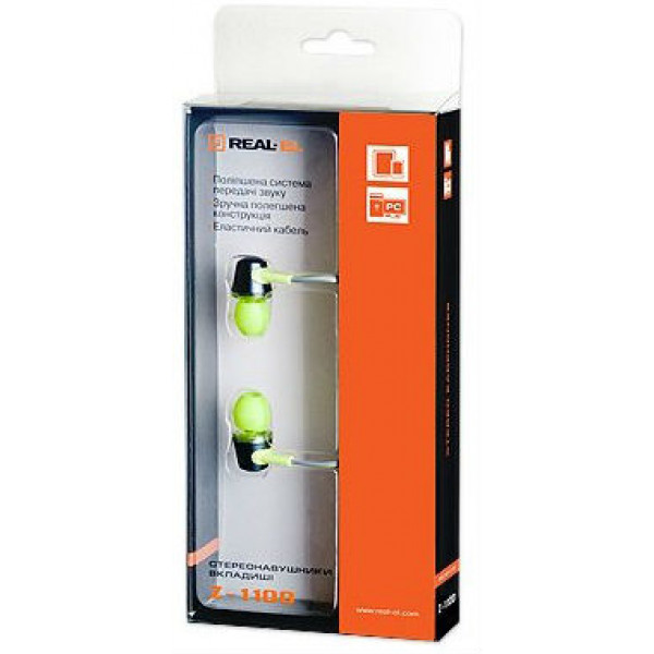 Фото - Наушники вкладыши REAL-EL Z-1100 Green/Grey