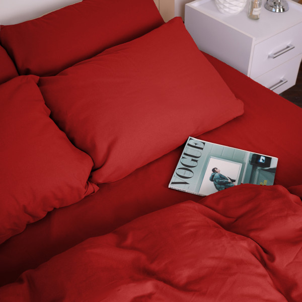 Фото - Простирадло двоспальне MirSon Фланель 009 Red 180x190 см (2200009651960)