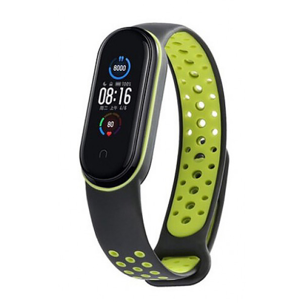 Фото - Ремінець для фітнес-браслету BeCover Vents Style for Xiaomi Mi Smart Band 7 Black-Green (710505)