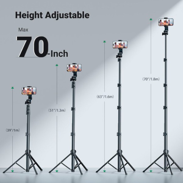Фото - Штатив UGREEN LP680 Selfie Stick Tripod with Bluetooth Remote Black (15609)