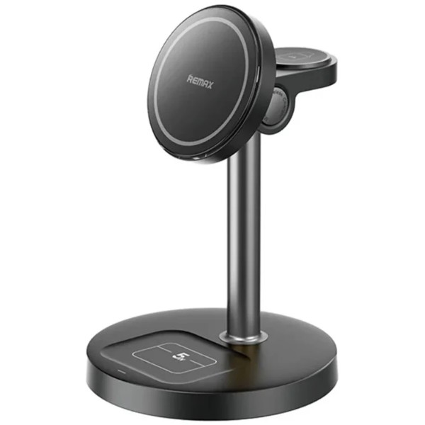 Фото - Бездротовий зарядний пристрій Remax 20.5W upgrade free desktop magnetic 3 in 1 wireless charger CW01 Black (6954851256243)