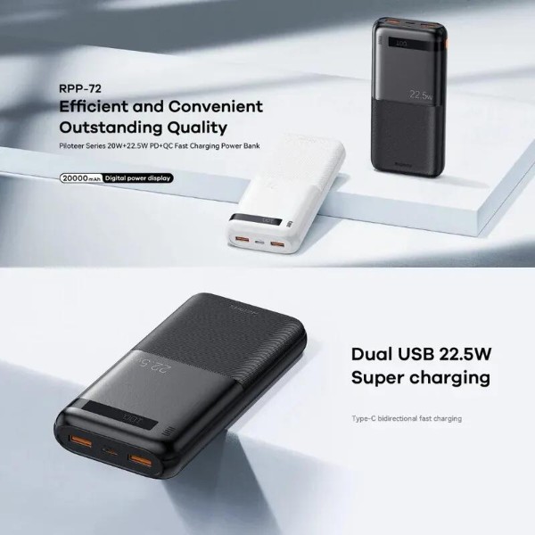 Фото - Батарея мобильная Remax 20W+22.5W 20000mAh RPP-72 Black (6954851212812)
