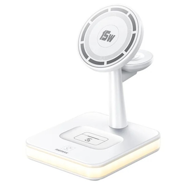 Фото - Бездротовий зарядний пристрій Remax 33W Multifunctional 3-in-1 Wireless Charger with Light RP-W96 White (6954851222279)