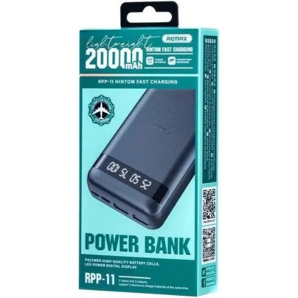 Фото - Батарея мобильная Remax Hintom 2.4A 20000mAh RPP-11 Black (6954851218838)