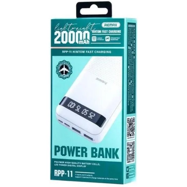Фото - Батарея мобильная Remax Hintom 2.4A 20000mAh RPP-11 White (6954851218845)