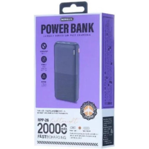 Фото - Батарея мобильная Remax Lango II Series 2.4A Power Bank 20000mAh RPP-26 Black (6954851215738)