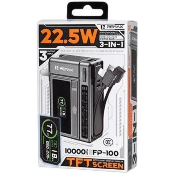 Фото - Батарея мобільна Remax QC22.5 Wall Plug Power Bank(Charger)10000mAh FP-100 Black (6954851265559)
