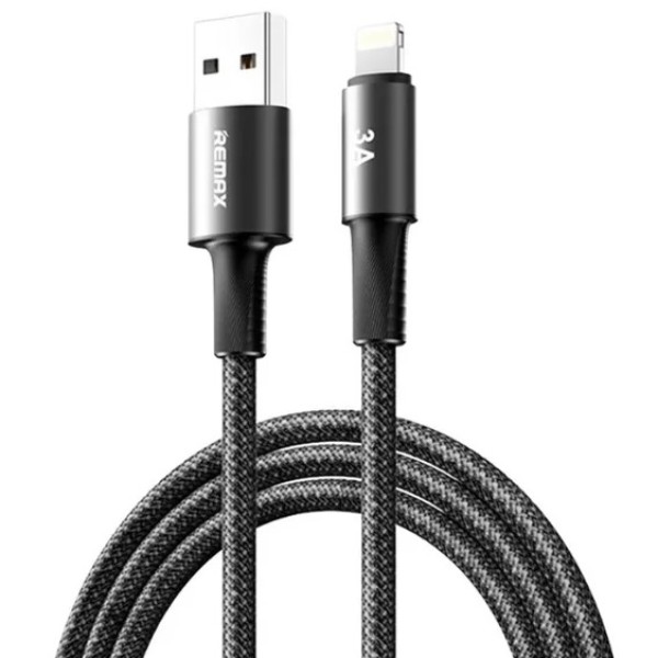 Фото - Кабель Remax WindSpeed Series Fast charging aluminum alloy braided data cable CB25  (A-L) 3A - Black 1.2м (6954851247692)