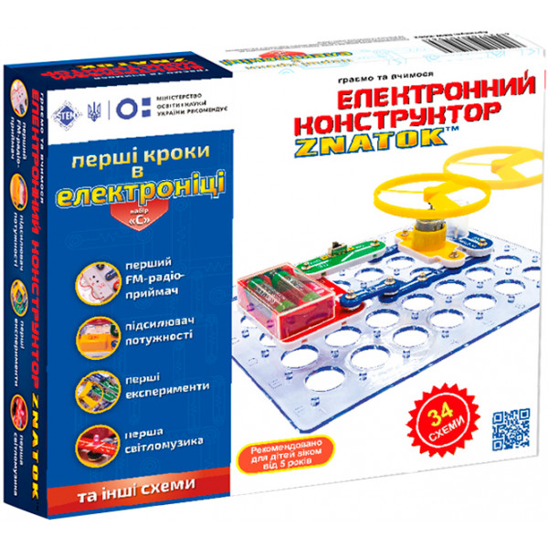 Фото - Электронный конструктор Znatok Construction Kits Znatok ''Первые шаги в электронике'' (34 схемы, набор С) (REW-K062)