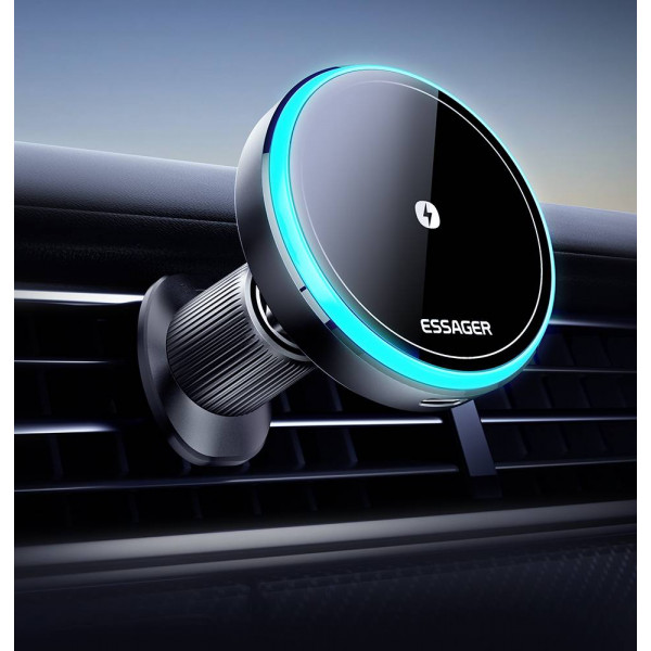 Фото - Автодержатель с беспроводной зарядкой Essager Element magnetic wireless charging car bracket outlet + paste model (EZJCX-YS01-Z)