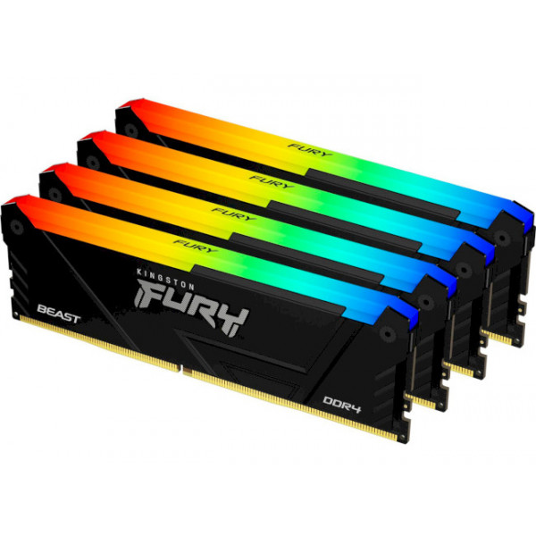 Фото - Память DDR Kingston Fury Beast RGB Black DDR4-3200 128GB (4x32GB) CL16-20-20 1.35V XMP (KF432C16BB2AK4/128)