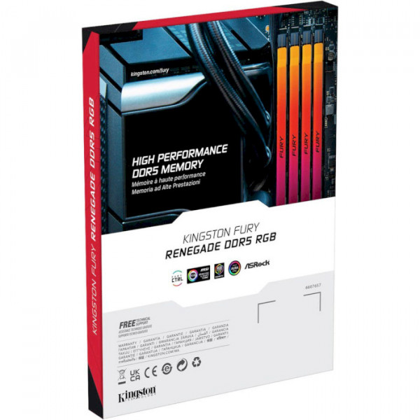 Фото - Память DDR Kingston Fury Renegade Silver RGB DDR5- 6400 96GB (2x48GB) CL32-39-39 1.4V XMP (KF564C32RSAK2-96)