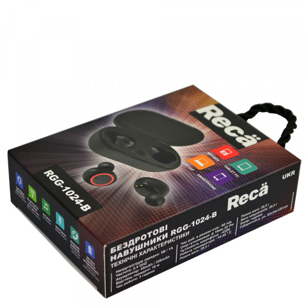 Фото - Наушники вкладыши беспроводные TWS Reca RGG-1024-B Black