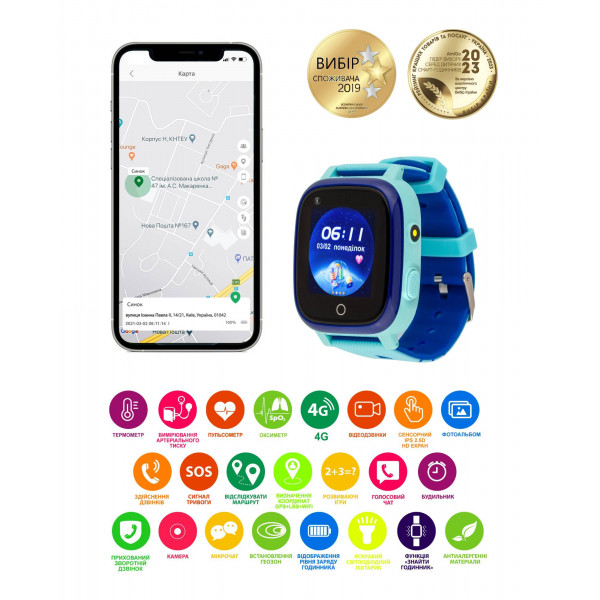 Фото - Детские часы AmiGo GO005 4G WIFI Thermometer Blue