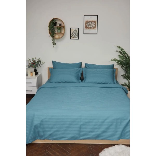 Фото - Пододеяльник двуспальный евро Moon&Star Satin Stripe Stripe Green 200x220 см (MS-870000433)