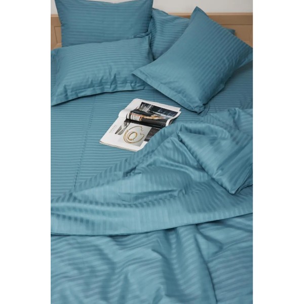 Фото - Пододеяльник двуспальный Moon&Star Satin Stripe Stripe Green 175x210 см (MS-870000432)