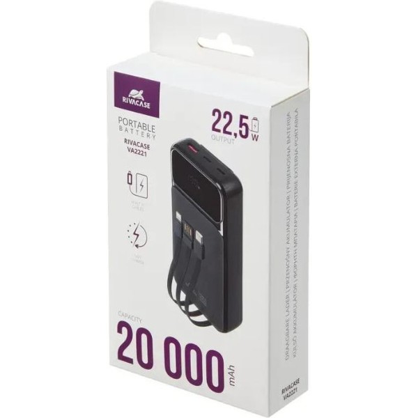 Фото - Батарея мобильная RIVACASE 20000 mA QC/PD 22,5 Вт (VA2221 Black)