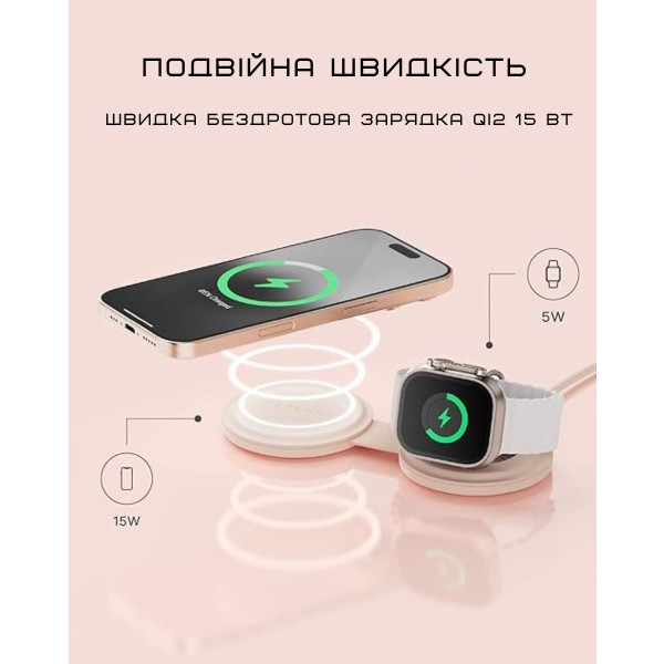 Фото - Беспроводное зарядное устройство Satechi OntheGo 2 в 1 Wireless Charger Desert Rose (ST-QTG21R)