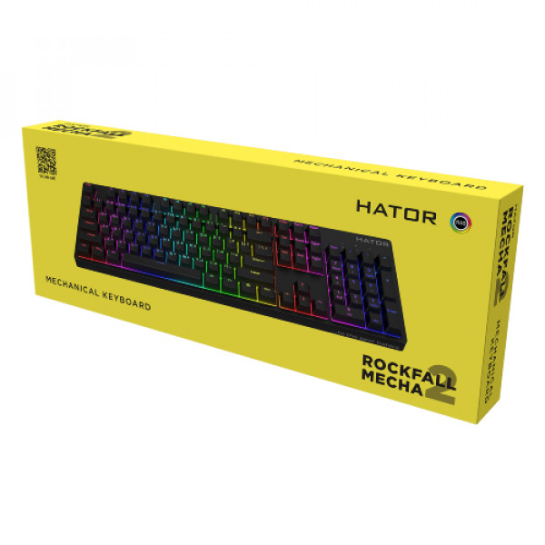 Фото - Клавіатура дротова ігрова Hator Rockfall 2 Mecha Orange USB Black (HTK-710)