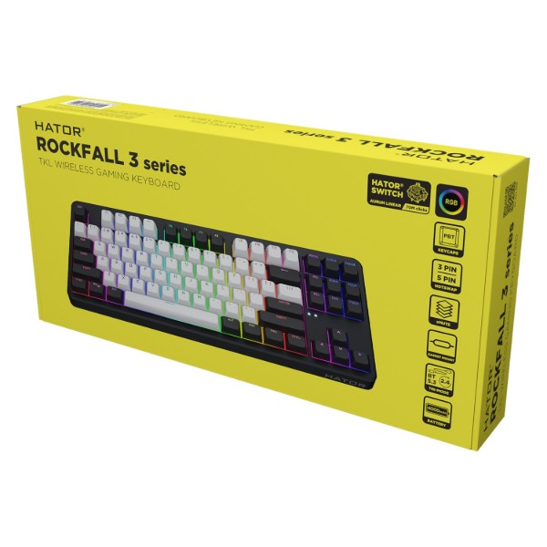Фото - Клавиатура беспроводная игровая Hator Rockfall 3 Mecha TKL wireless Orange Black (HTK850)
