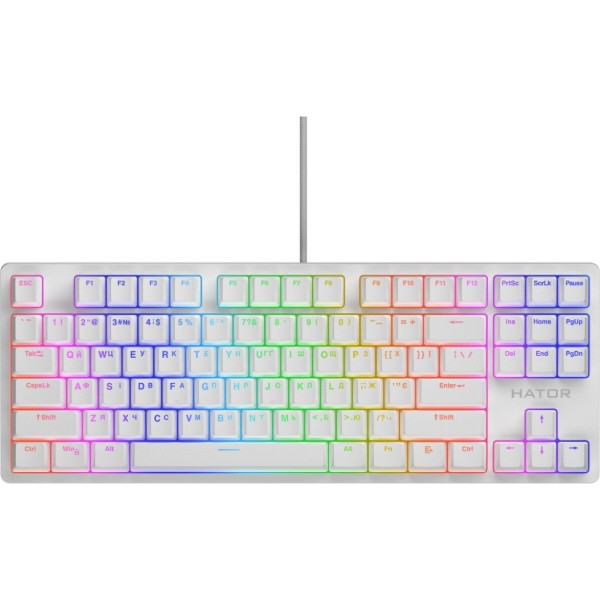 Фото - Клавиатура проводная игровая Hator Rockfall 2 Mecha TKL Orange USB White (HTK-521)