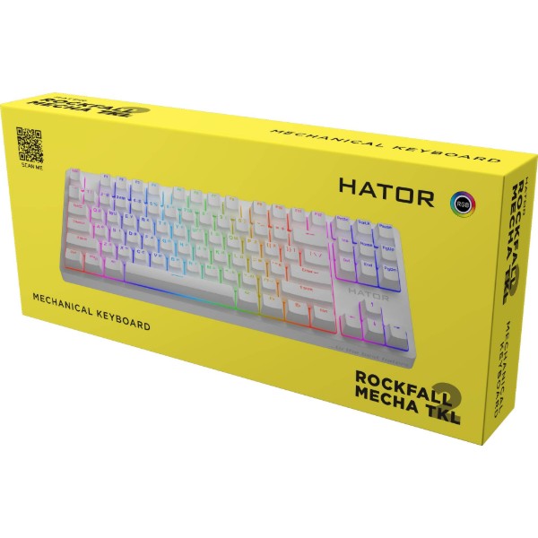 Фото - Клавиатура проводная игровая Hator Rockfall 2 Mecha TKL Orange USB White (HTK-521)