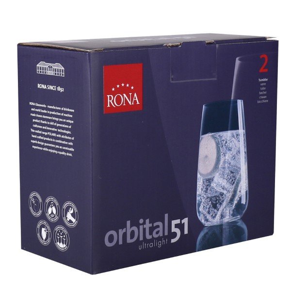 Фото - Набір склянок Rona ORBITAL 510 мл 2 шт. (7252/UM/510)