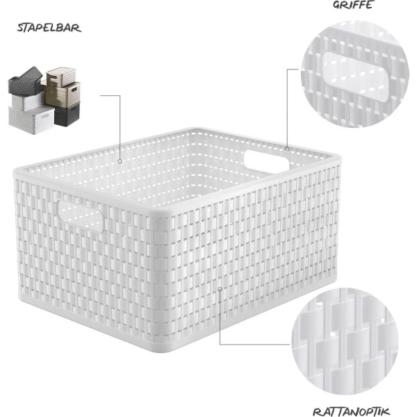 Фото - Короб для зберігання Rotho А4 COUNTRY 28 л білий (11668.1)