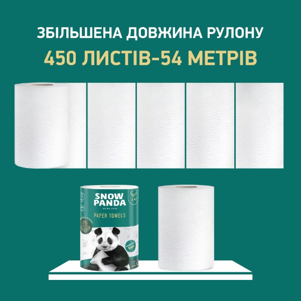 Фото - Рушники паперові Сніжна панда Extra Care JUMBO ROLL, білі, 3 шари, 1 рулон (4820183971500)