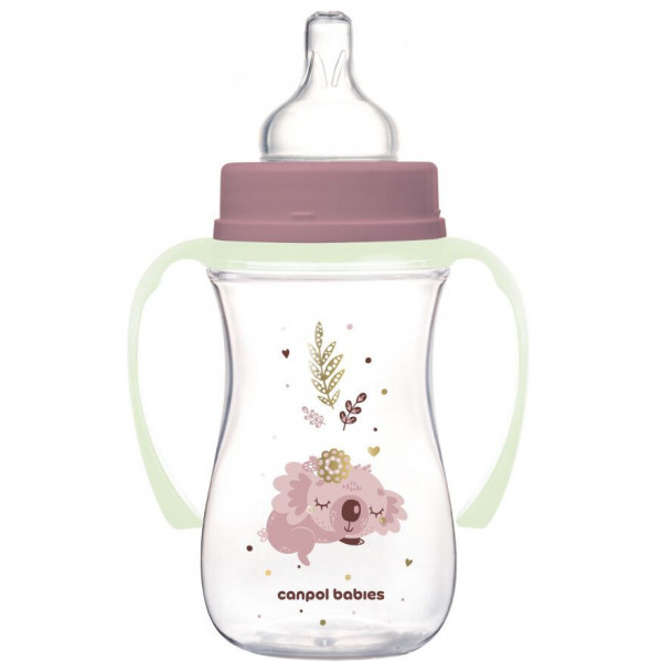 Фото - Пляшка для годування Canpol babies антиколікова з широким отвором 300 мл Easystart Sleepy Koala - рожева (35/238_pin)