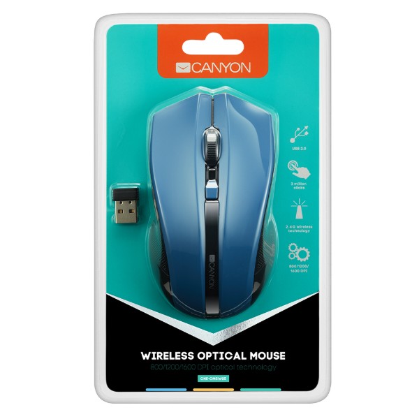 Фото - Миша бездротова Canyon CNE-CMSW05BL Blue USB
