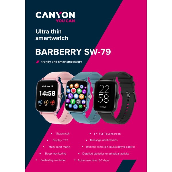Фото - Смарт-годинник Canyon Barberry SW-79 Blue (CNS-SW79BL)