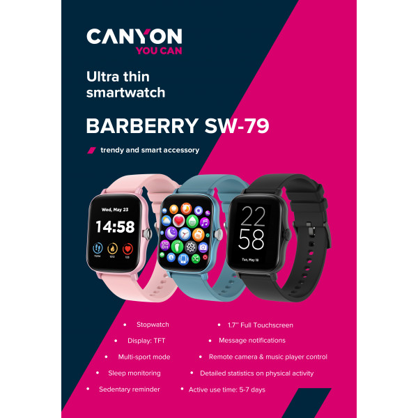 Фото - Смарт-годинник Canyon Barberry SW-79 Black (CNS-SW79BB)