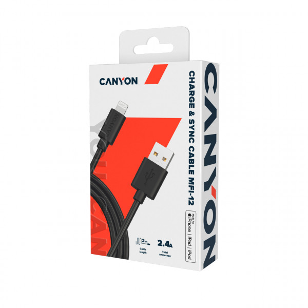 Фото - Кабель Canyon  Lightning USB Cable for Apple 2 м (CNS-MFIC12B)