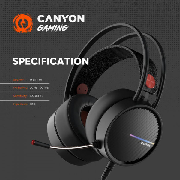 Фото - Гарнитура проводная игровая Canyon GH-8A Black Orange (CND-SGHS8A)