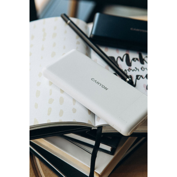 Фото - Батарея мобільна Canyon PB-109 10000mAh PD QC White (CNE-CPB1009W)