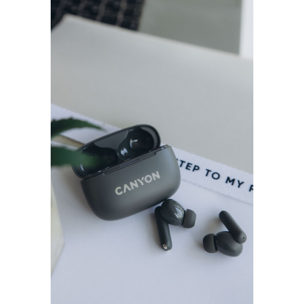 Фото - Навушники вкладиші бездротові TWS Canyon OnGo TWS-10 ANC ENC Deep Black (CNS-TWS10B)