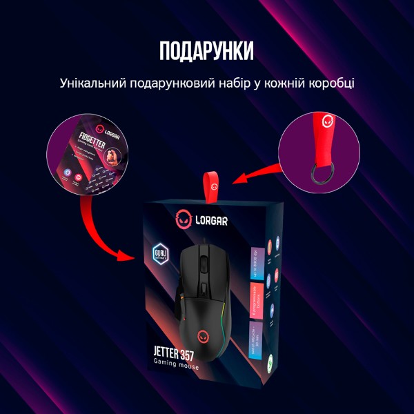 Фото - Миша дротова ігрова Lorgar Jetter 357 Wired USB Black (LRG-GMS357)