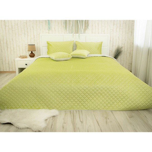 Фото - Покривало двоспальне Руно 220х240 VeLour Olive Green (330.55_Olive Green ромб)