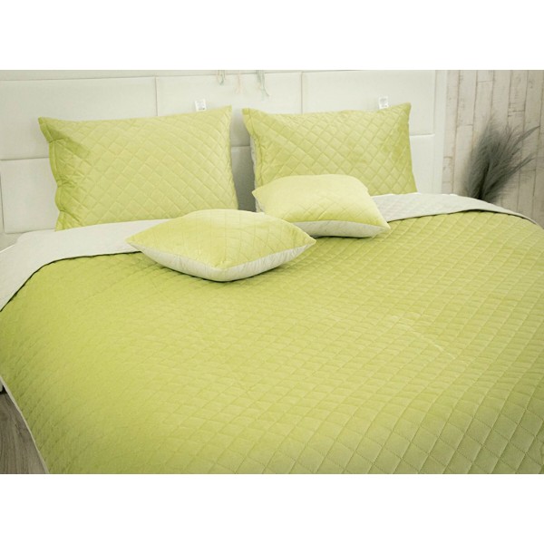 Фото - Покривало двоспальне Руно 180х220 VeLour Olive Green (340.55_Olive Green ромб)