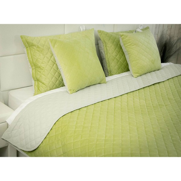 Фото - Покривало двоспальне Руно 180х220 VeLour Olive Green (340.55_Olive Green ромб)