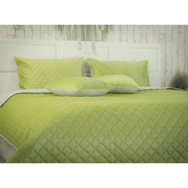 Фото - Покривало двоспальне Руно 180х220 VeLour Olive Green (340.55_Olive Green ромб)