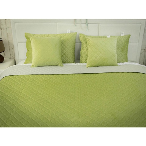 Фото - Покривало двоспальне Руно 180х220 VeLour Olive Green (340.55_Olive Green ромб)