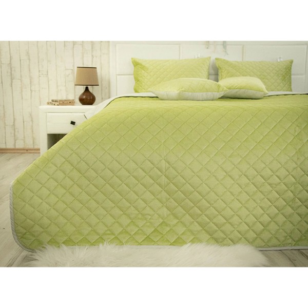 Фото - Покривало полуторне Руно 150х220 VeLour Olive Green (360.55_Olive Green ромб)