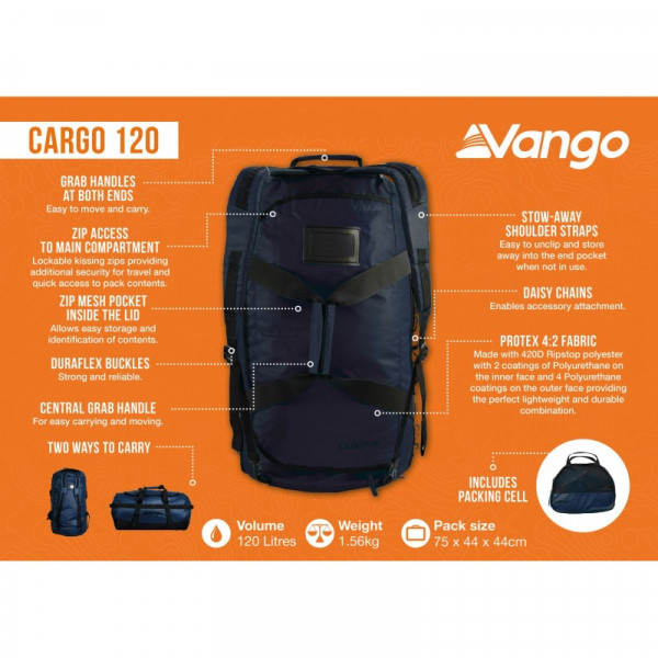 Фото - Сумка дорожня Vango Cargo 120 Moonlit Ocean Blue (RUUCARGO0000001)