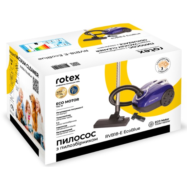 Фото - Пылесос для сухой уборки с мешком Rotex RVB18-E EcoBlue